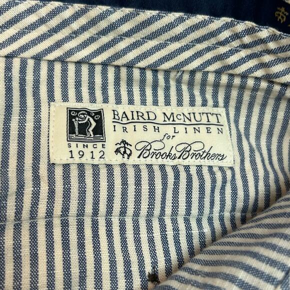 Brooks Brothers men's Baird McNutt irish linen red plaid short 11 inch size 38 - Picture 5 of 7